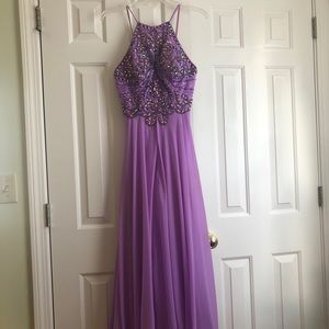 Halter Top Lavender Prom Dress
